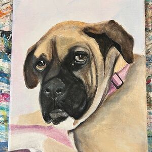 Hand painted pet dog animal portraits from your photo wall art